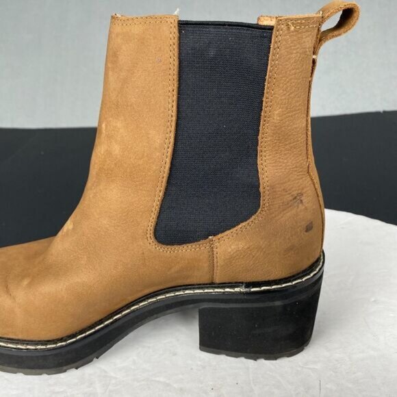 Madewell Kristin Chelsea Boots Womens 9.5 Brown Leather Lugsole Combat Chunky - Picture 13 of 16